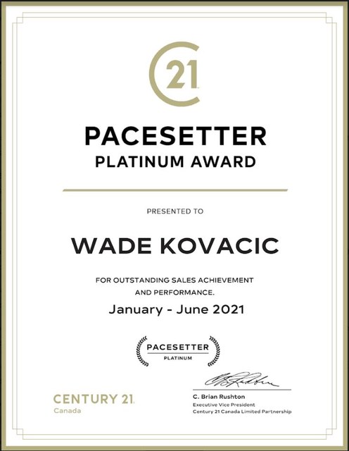 Pacesetter Platinum Award 2021 — Wade Kovacic