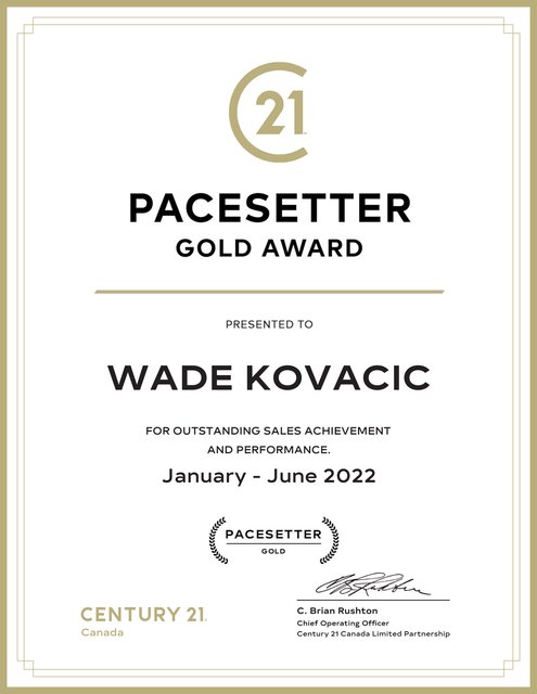 Pacesetter Gold Award January–June 2022 — Wade Kovacic